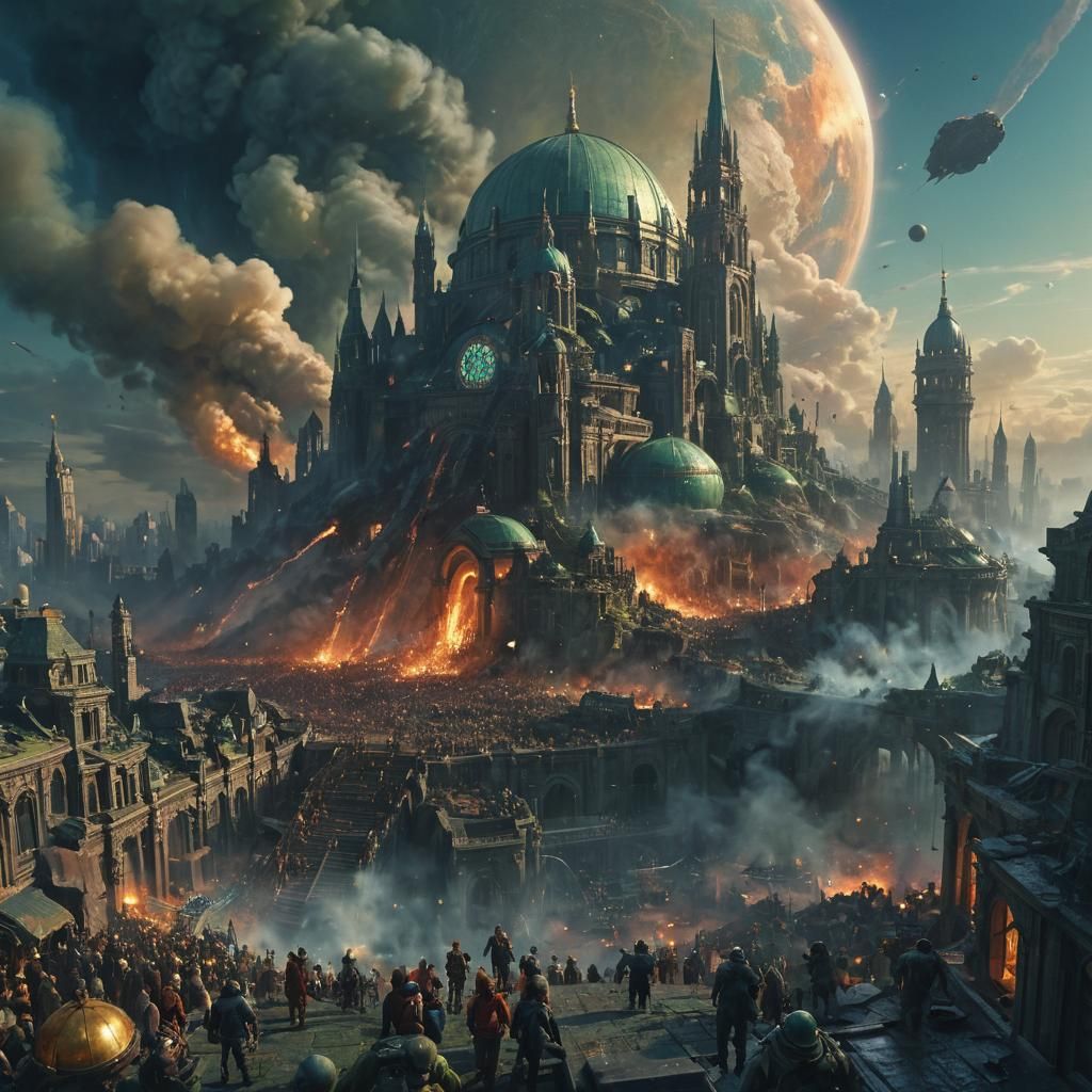Vibrant Domed City on Dying Planet: Digital Matte Painting