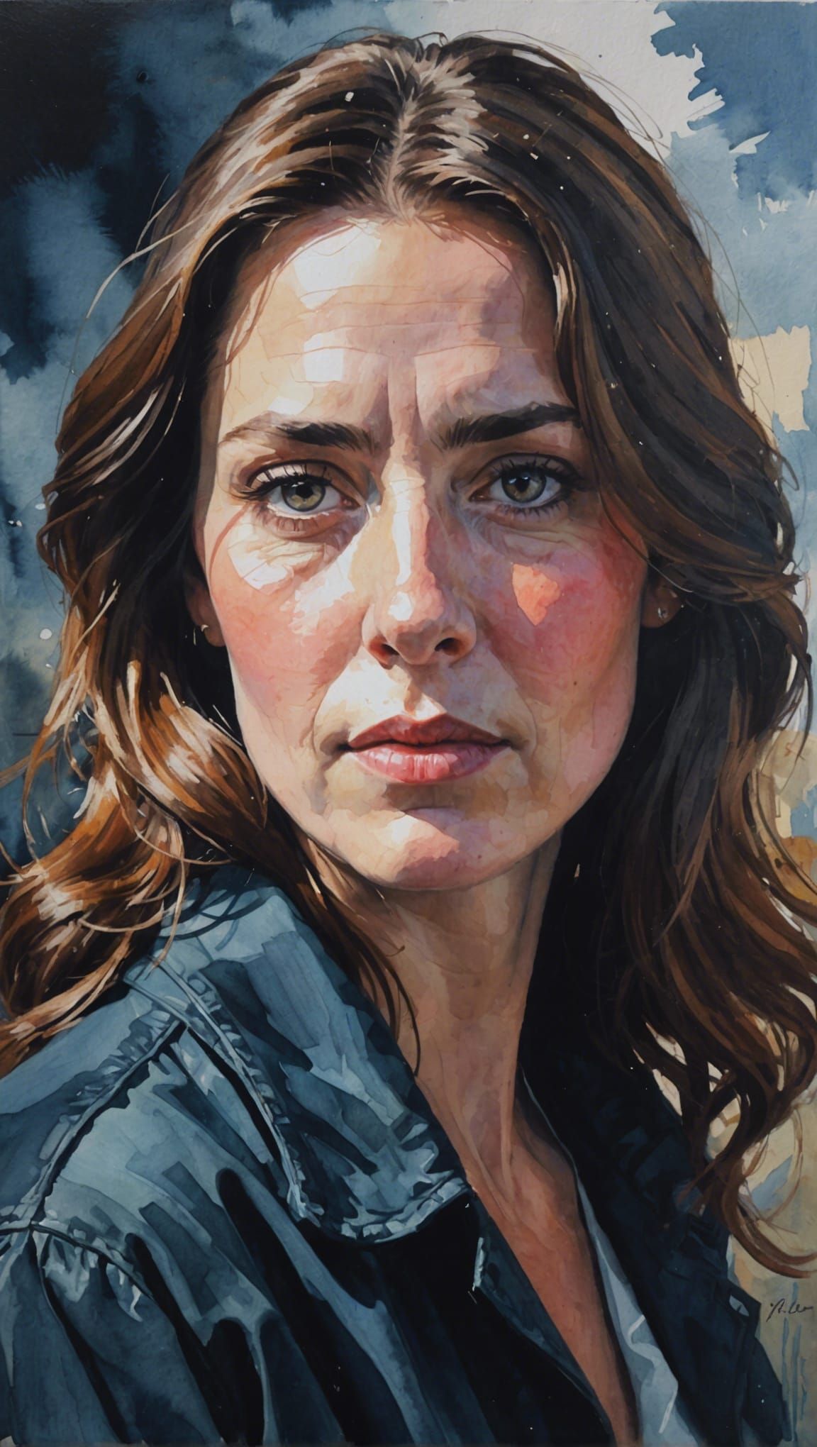 Atmospheric Woman's Portrait in Impressionistic Gouache