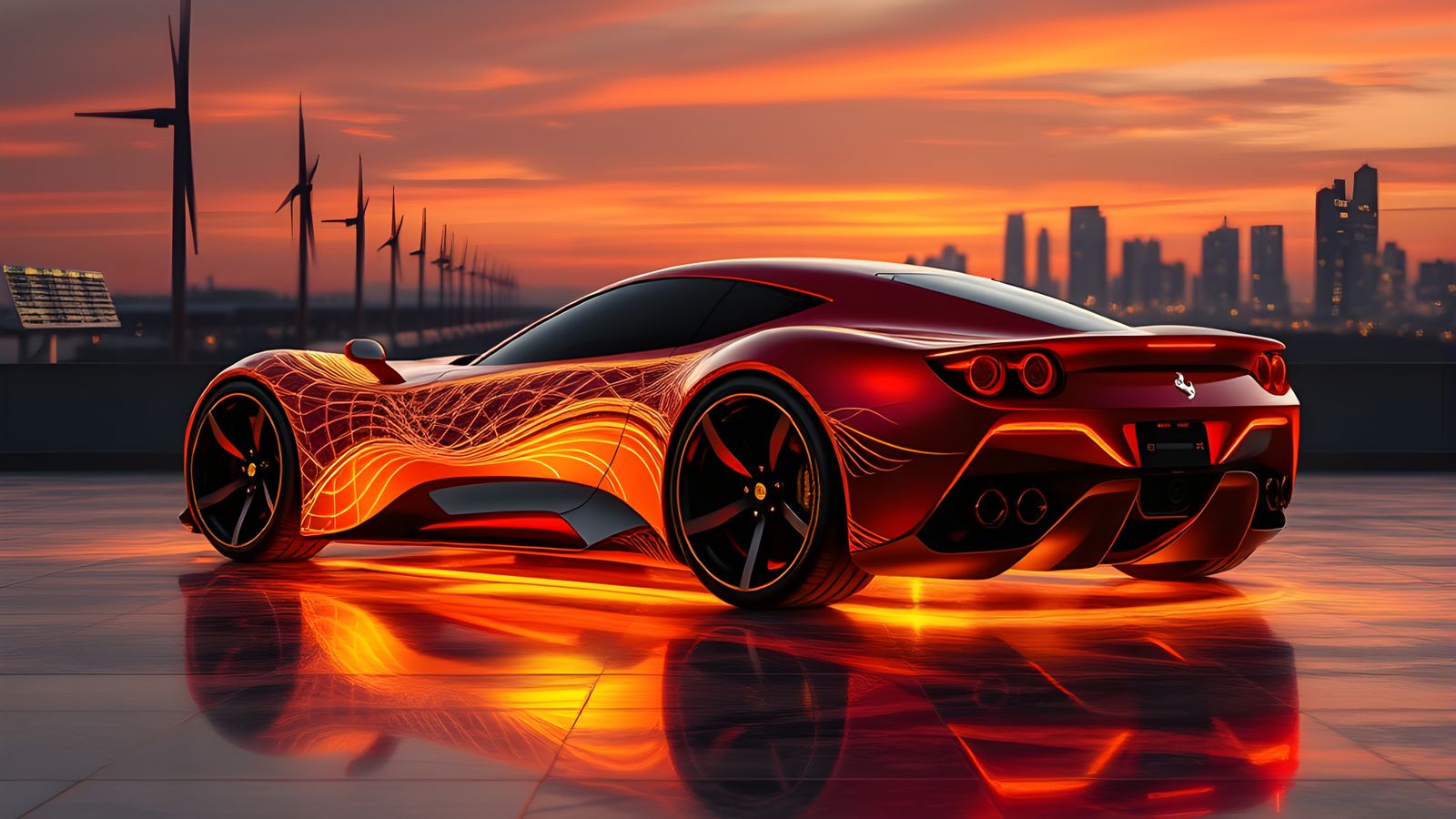 Electric Ferrari with Solar Pulse Design