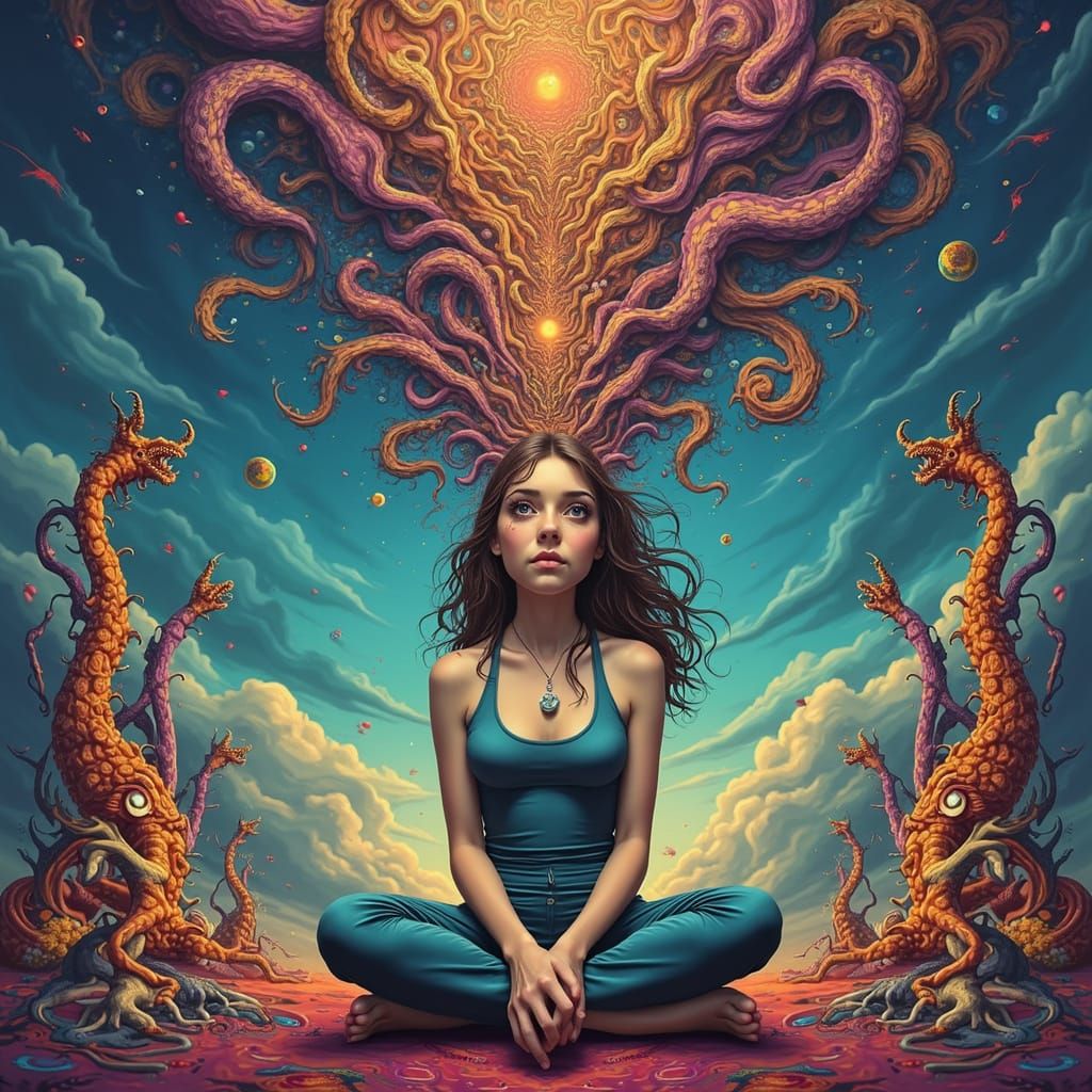 Dreamlike Scene of Mind Unraveling in Hyper-Realistic Detail