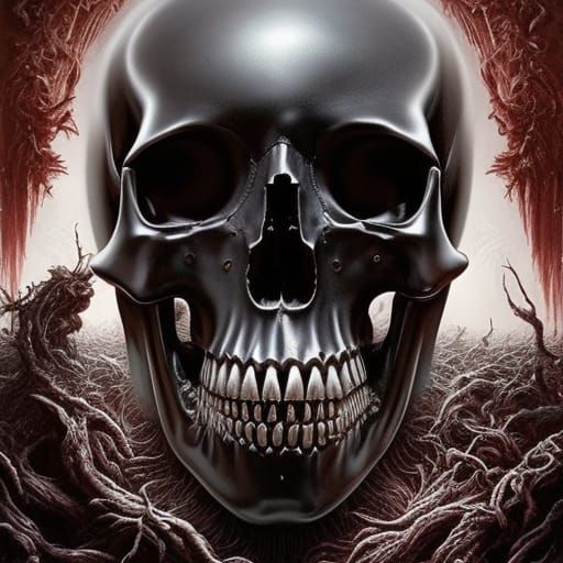 Fractured Skull with Dramatic Lighting in Brutalist Style