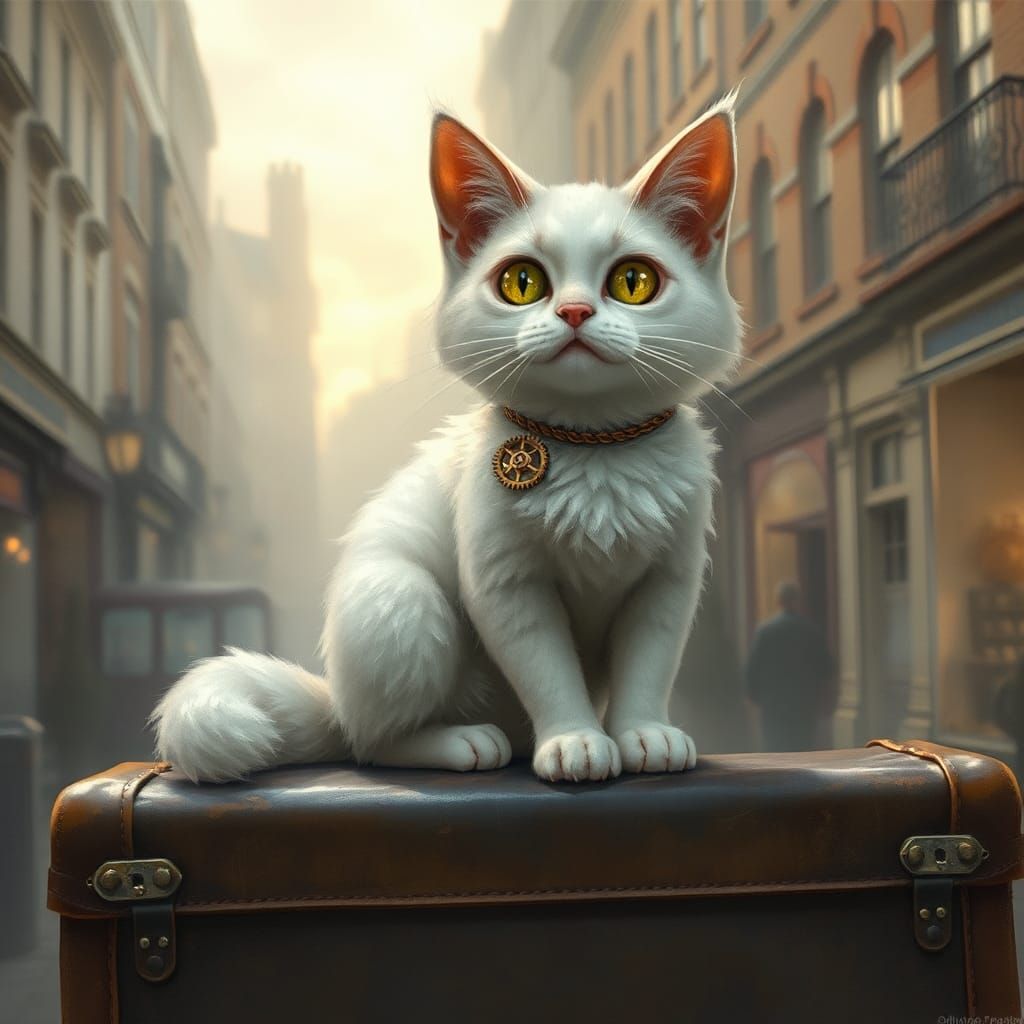 Steampunk Marshmallow Cat in Victorian London