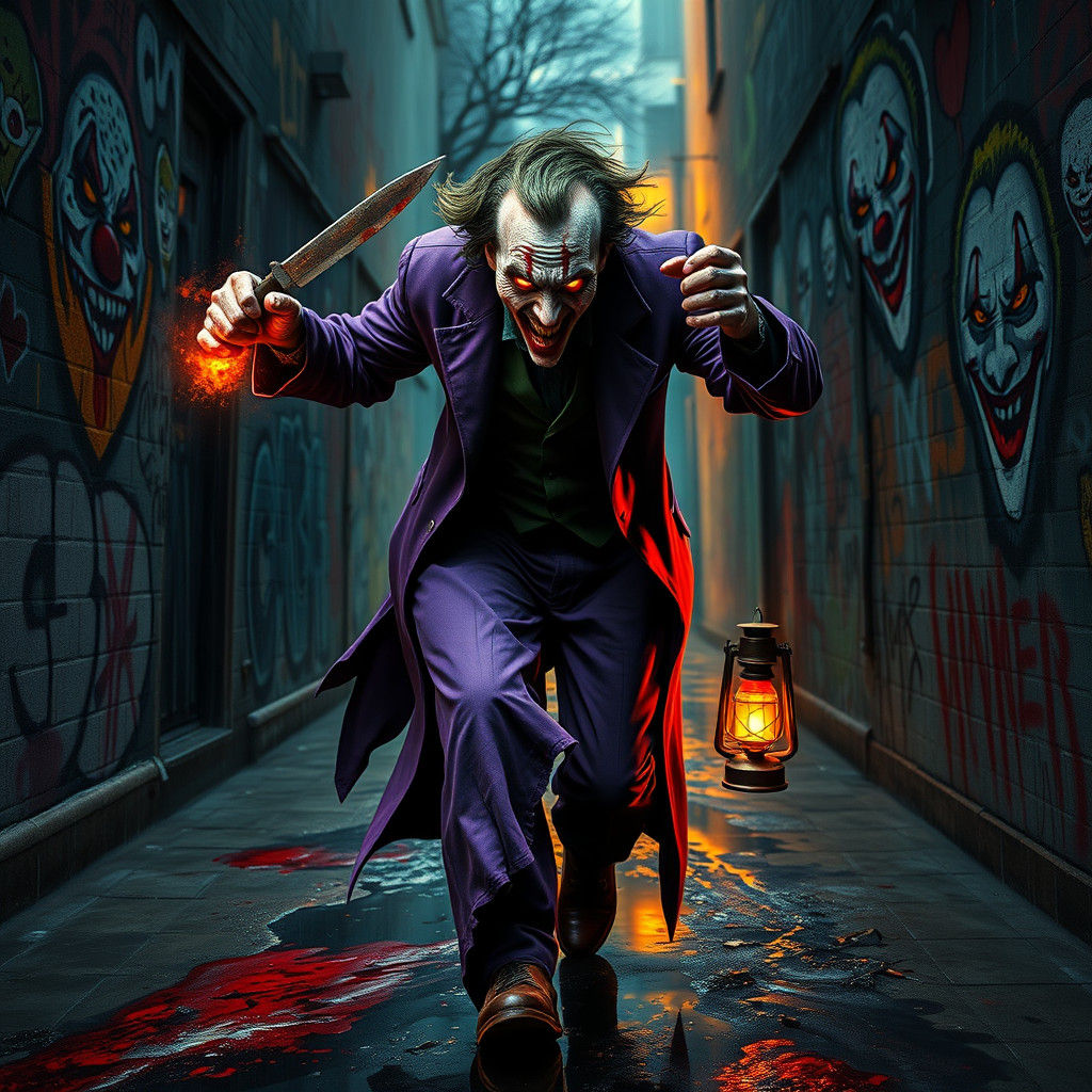 Demonic Joker Emerges from Dark Alley