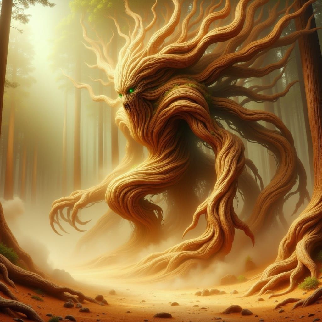 Sand Elemental Dissolving in Hyperrealistic Fantasy Image