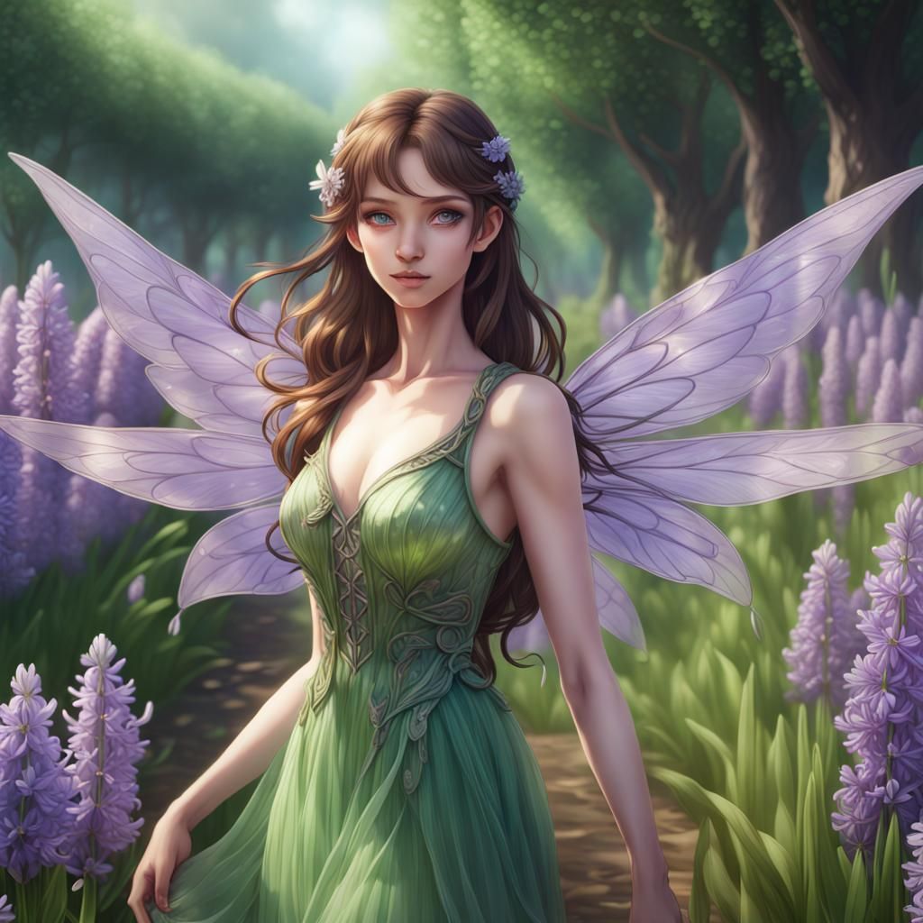 Manga Fairy in Lilac Hyacinth Field