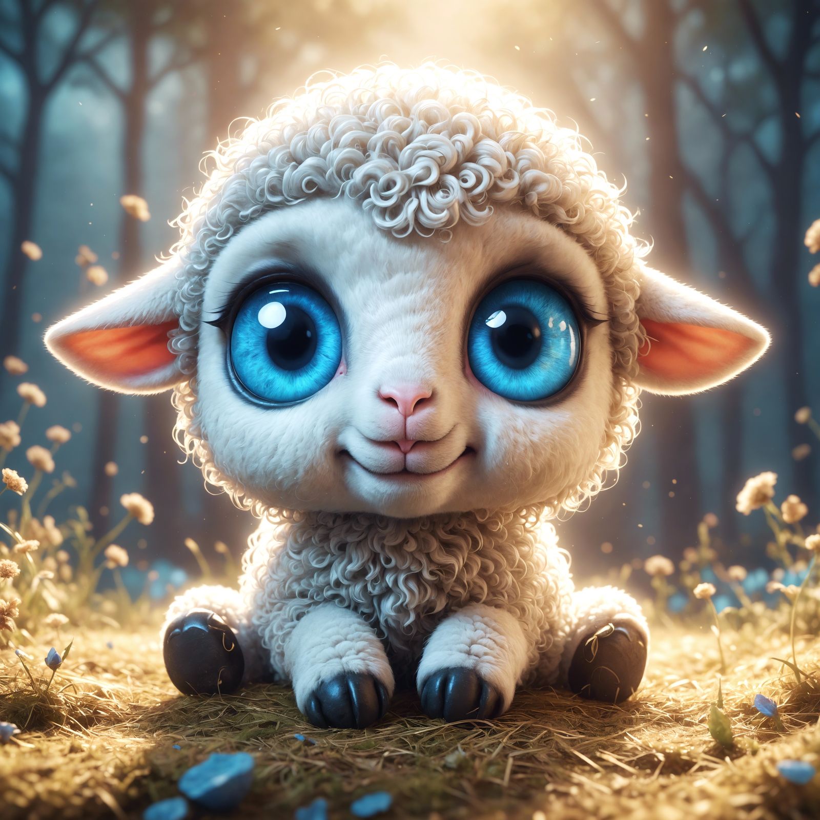 Adorable Baby Sheep in a 3D Fantasy World