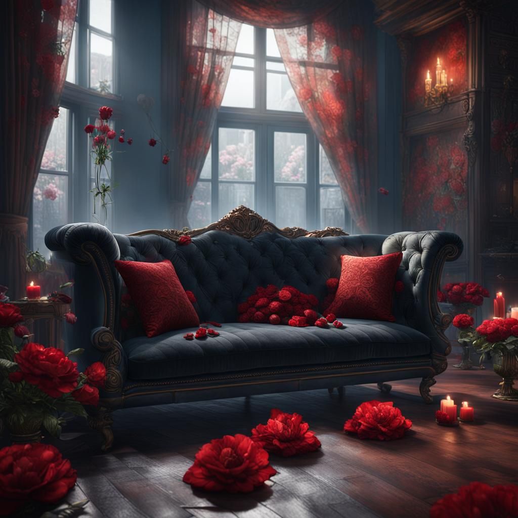 Chinchilla on Soho Sofa: Detailed Matte Painting