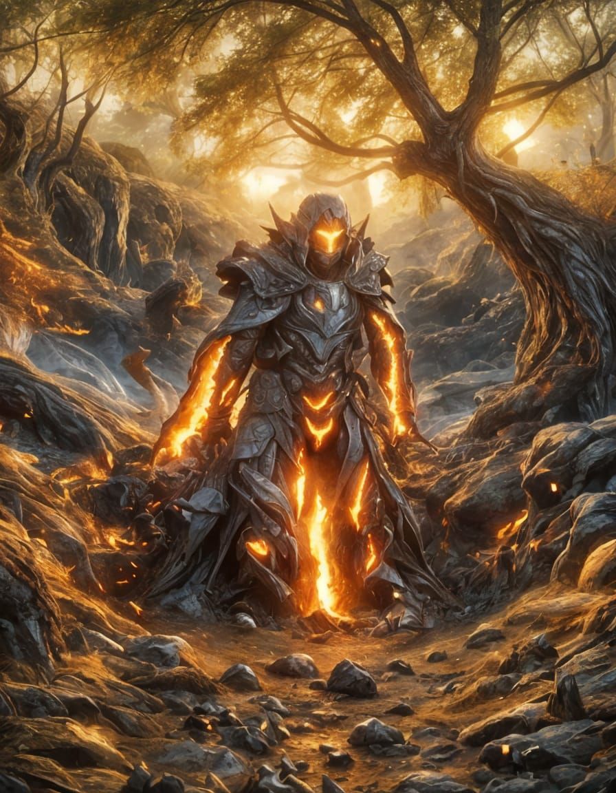 Realistic Fire Elf with Lava Armor