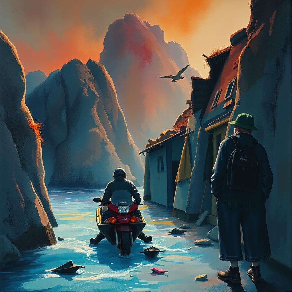 Surreal 80s Liminal Travel Documentary in Gouache Style