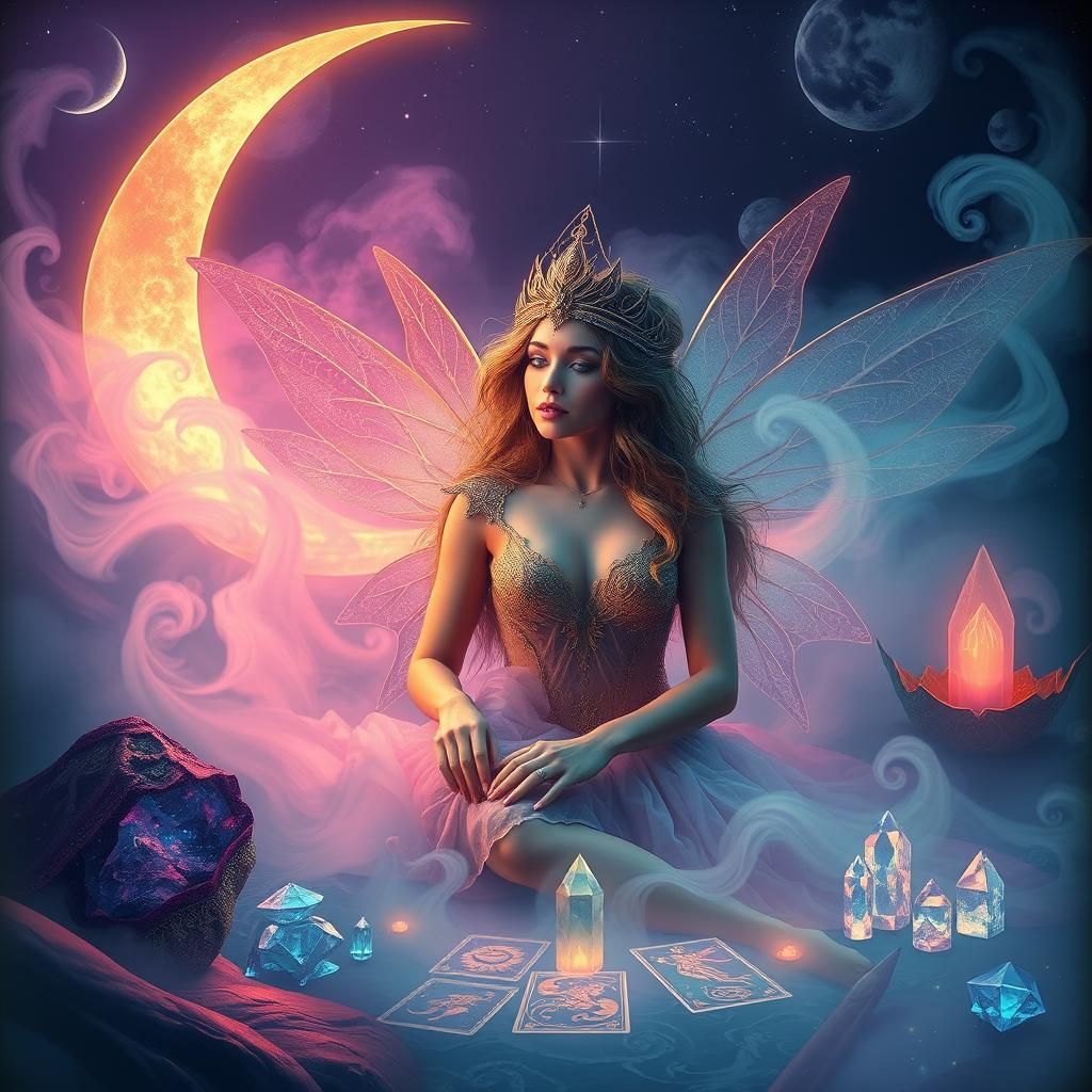 Ethereal Fairy Queen in Vaporwave Dreamscape