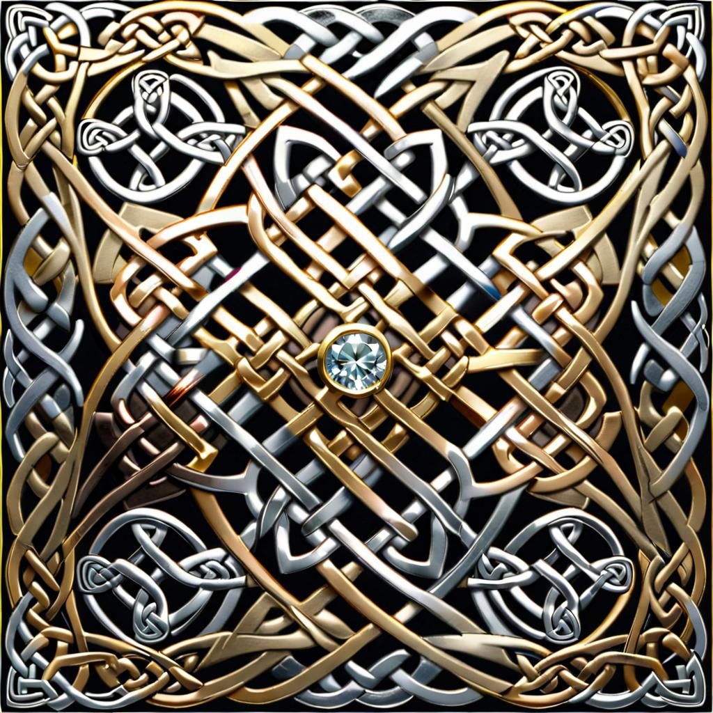 Shining Celtic Knot Pattern in Gold, Silver, Bronze
