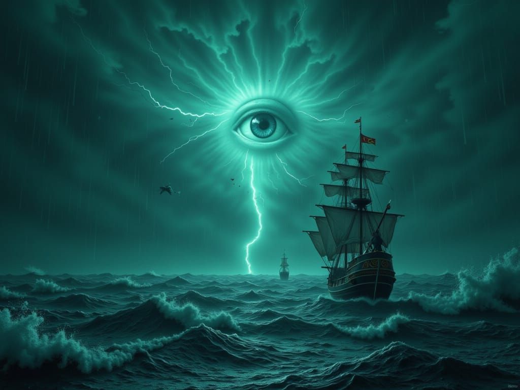 Stormy Seas with Kraken and Pirate Ship