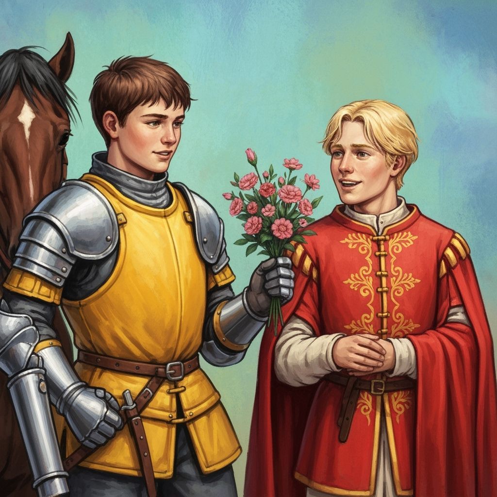 Medieval Knights Exchanging Flowers After Tournament