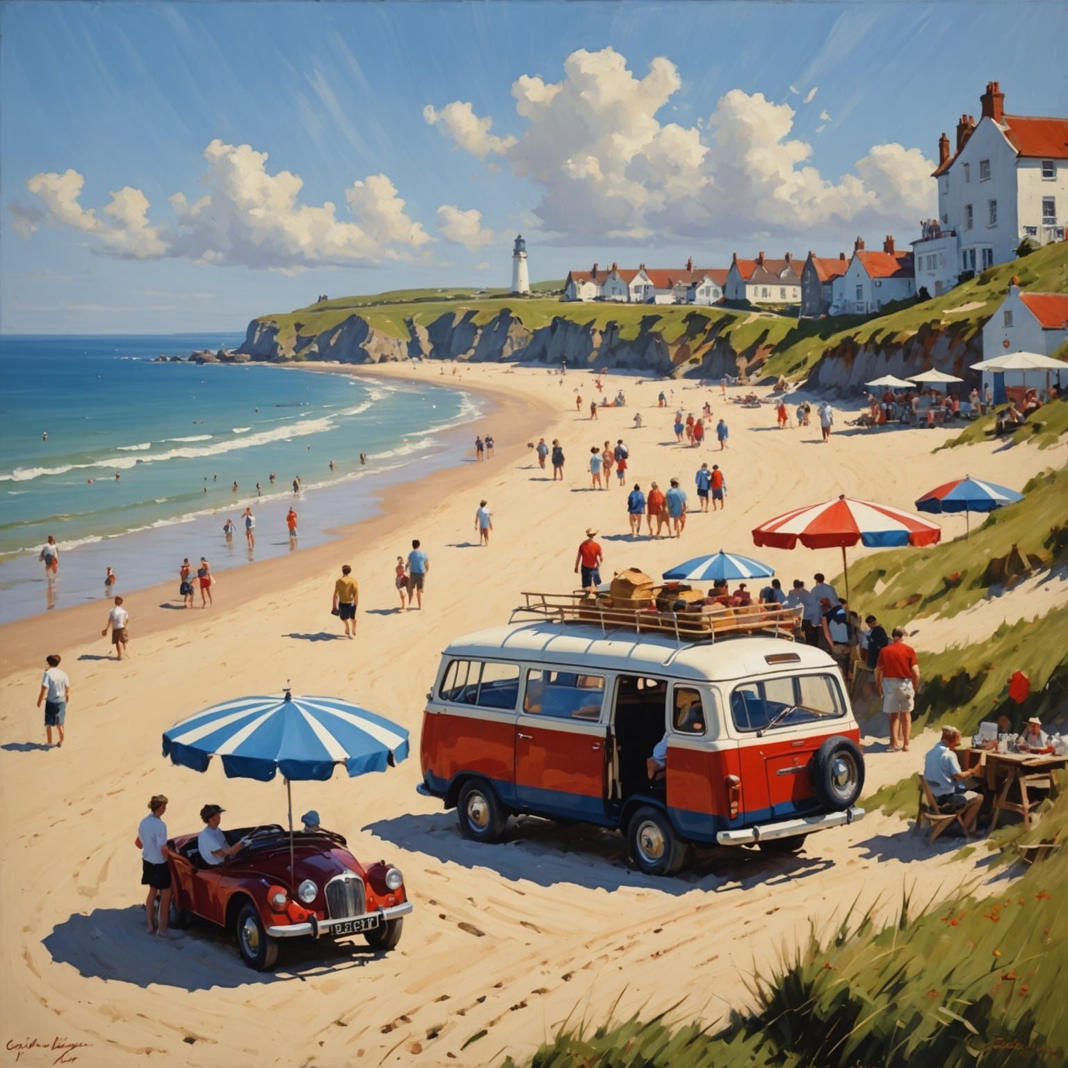 Seaside Village in Warm Sunlight