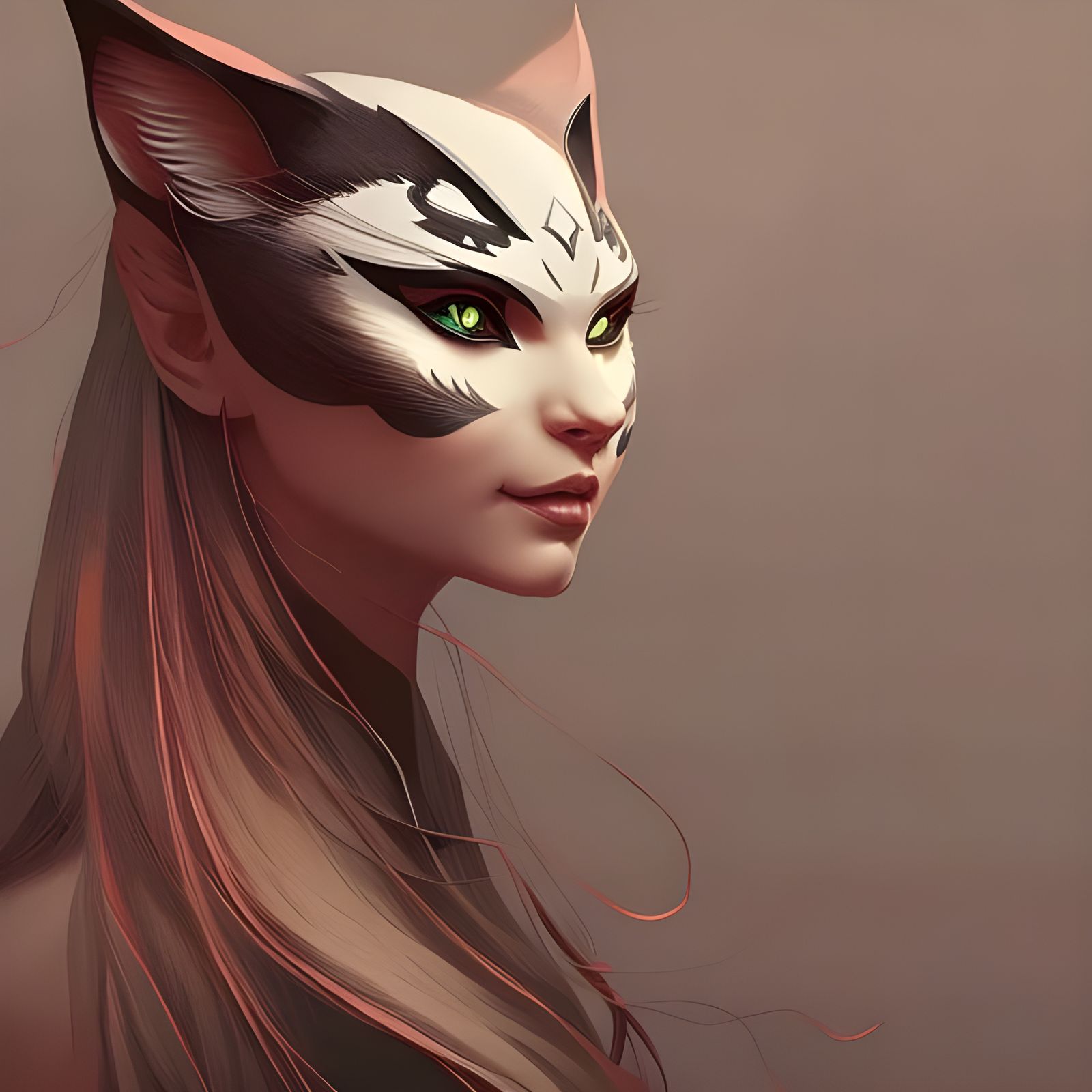 Majestic Cat Woman Portrait in Detailed Fantasy Art