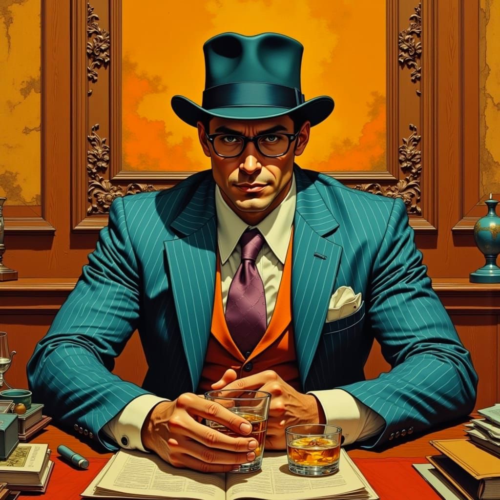 Dapper Gentleman in Retrofuturistic Attire