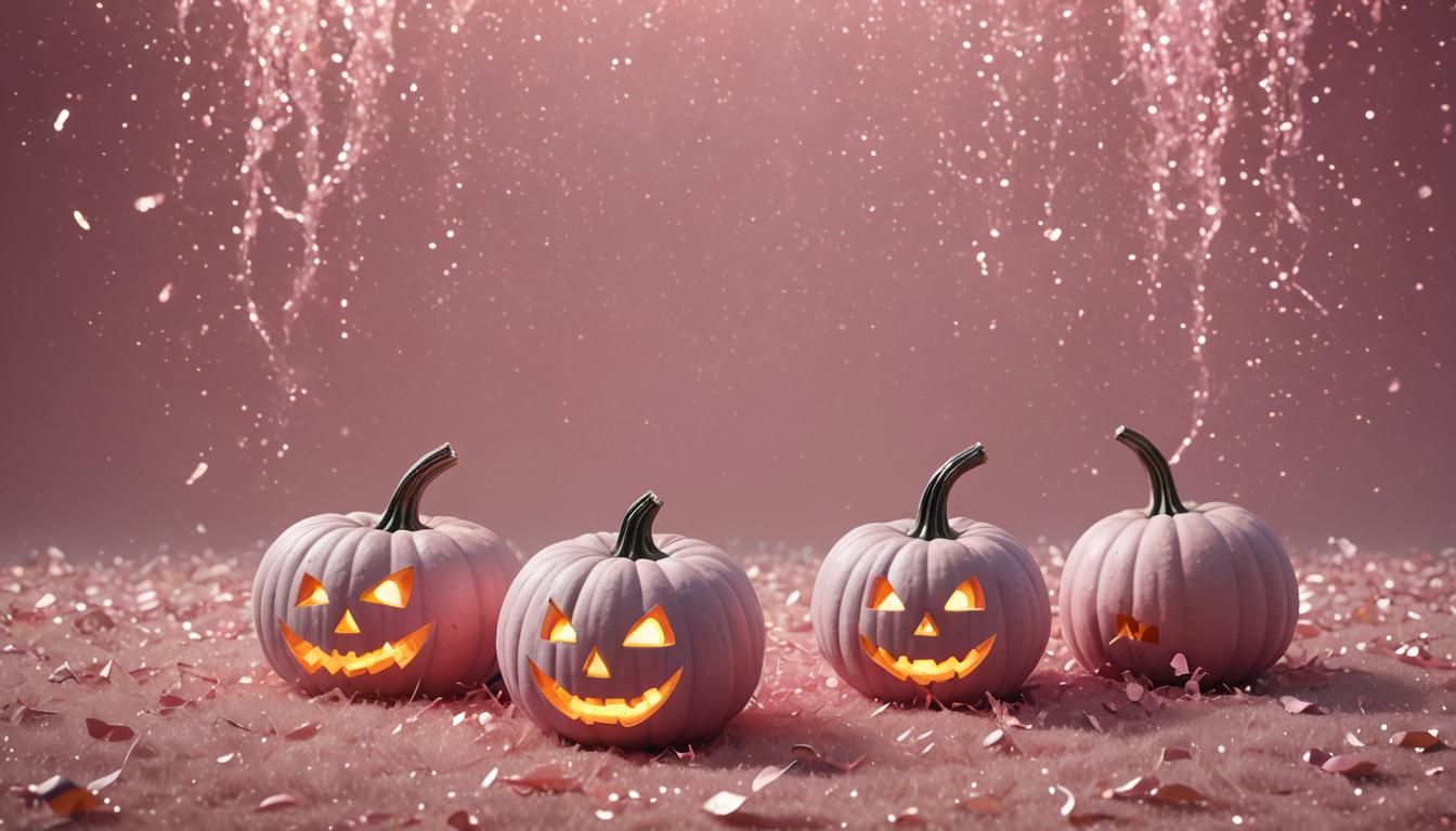 Pastel Pink Halloween Pumpkins with Sparkles