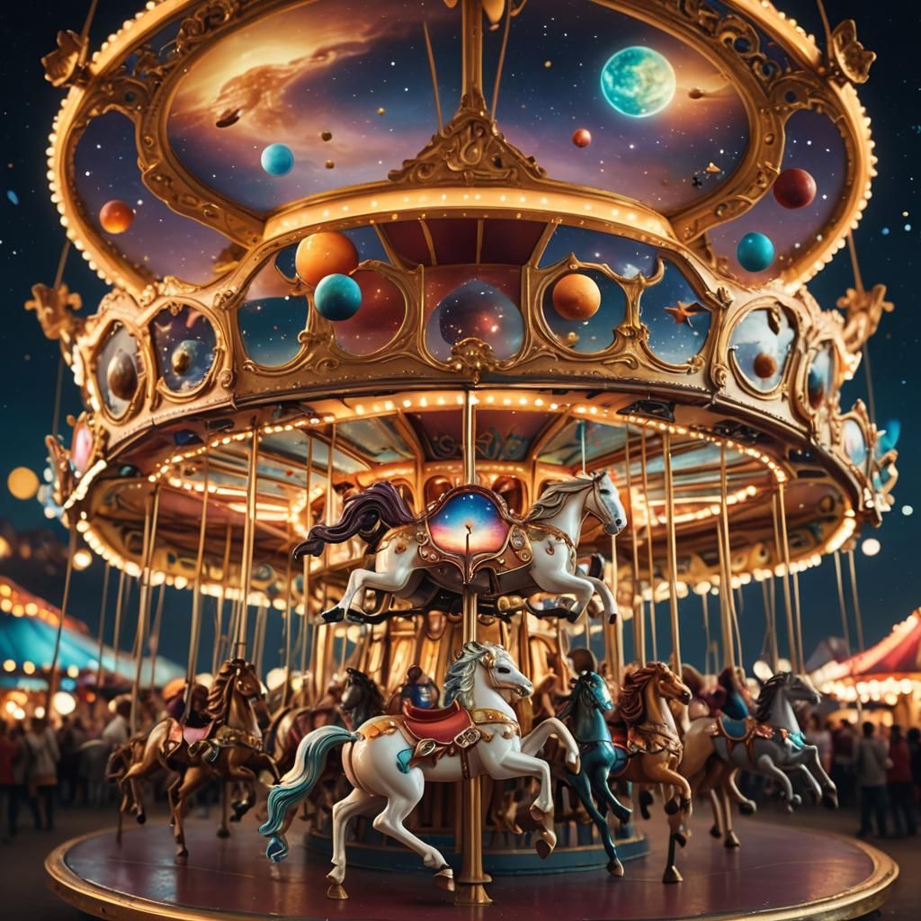 Celestial Carousel: Planets and Stars in Hyper-Realistic Pho...