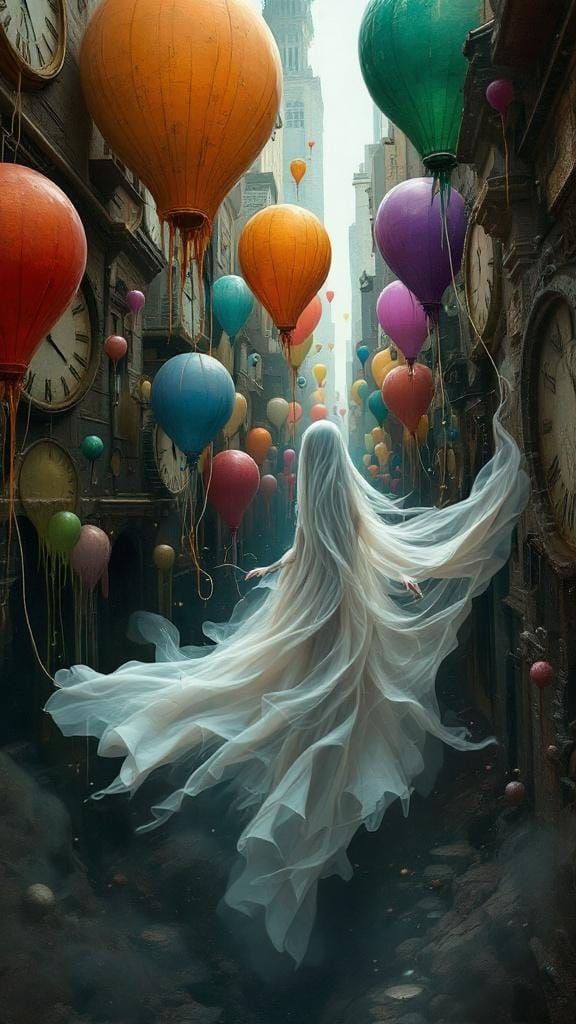 Ethereal Woman in Surreal Cityscape, a Surreal Composition