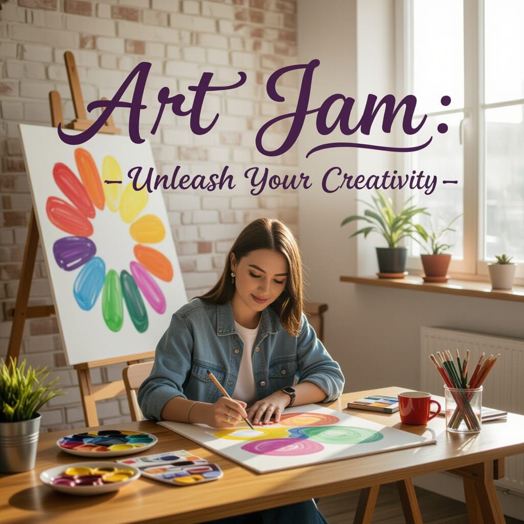 Art Jam Poster: Watercolor Painting Event with Vibrant Color...