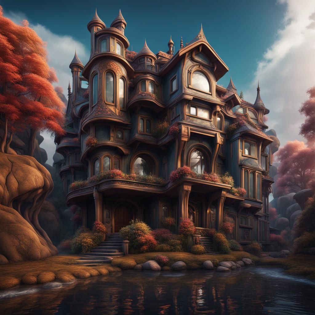 Abstract Home Architecture in Detailed Matte Painting