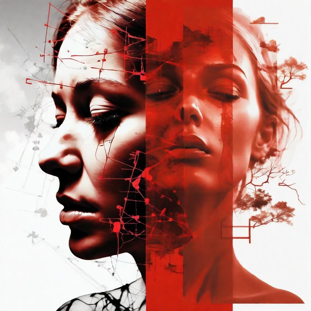 Monochromatic Red Double Exposure Art