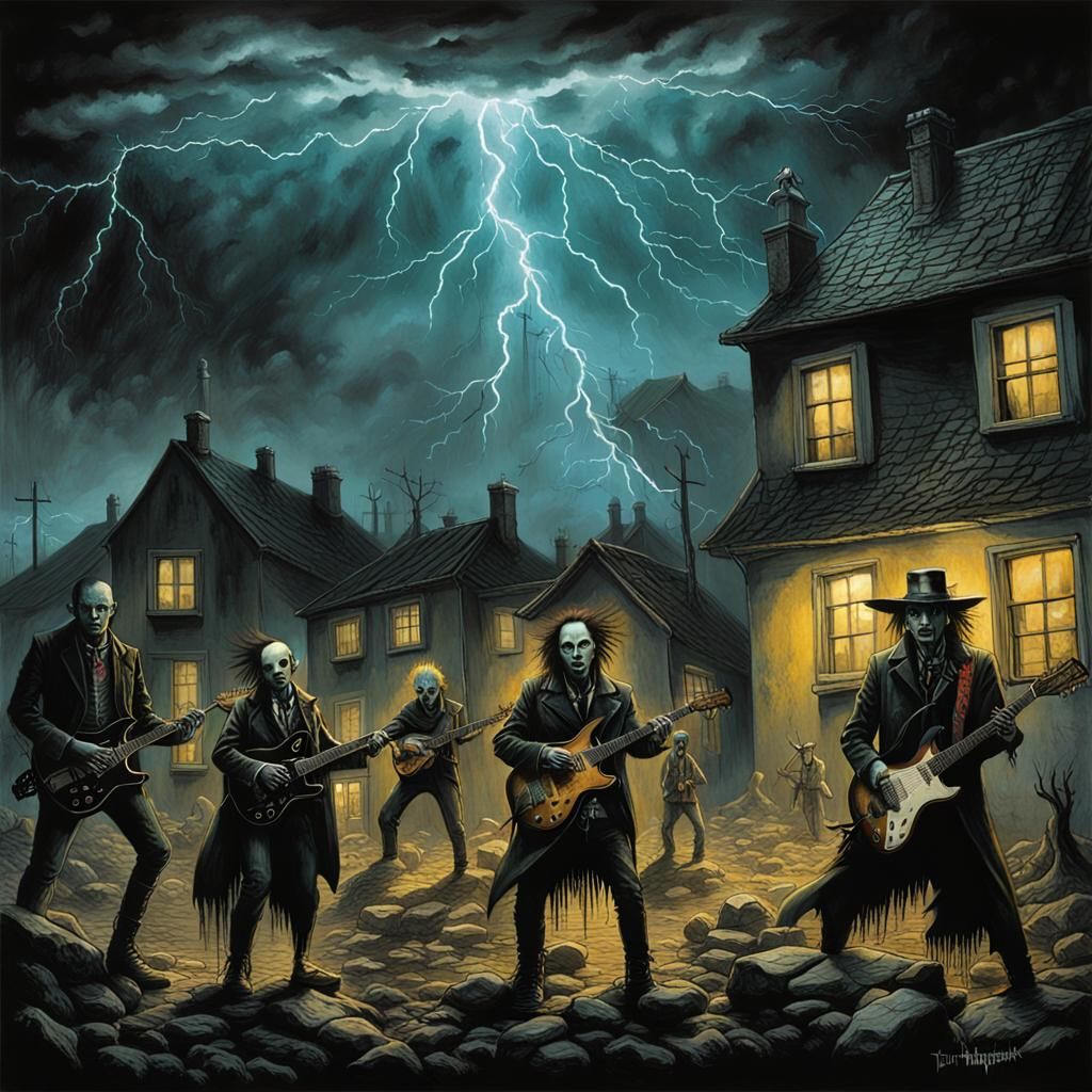 Punk Band Album Cover in Horrorpunk Style