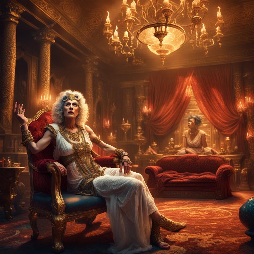 High Fantasy Transvestite as Messalina: Detailed Matte Paint...