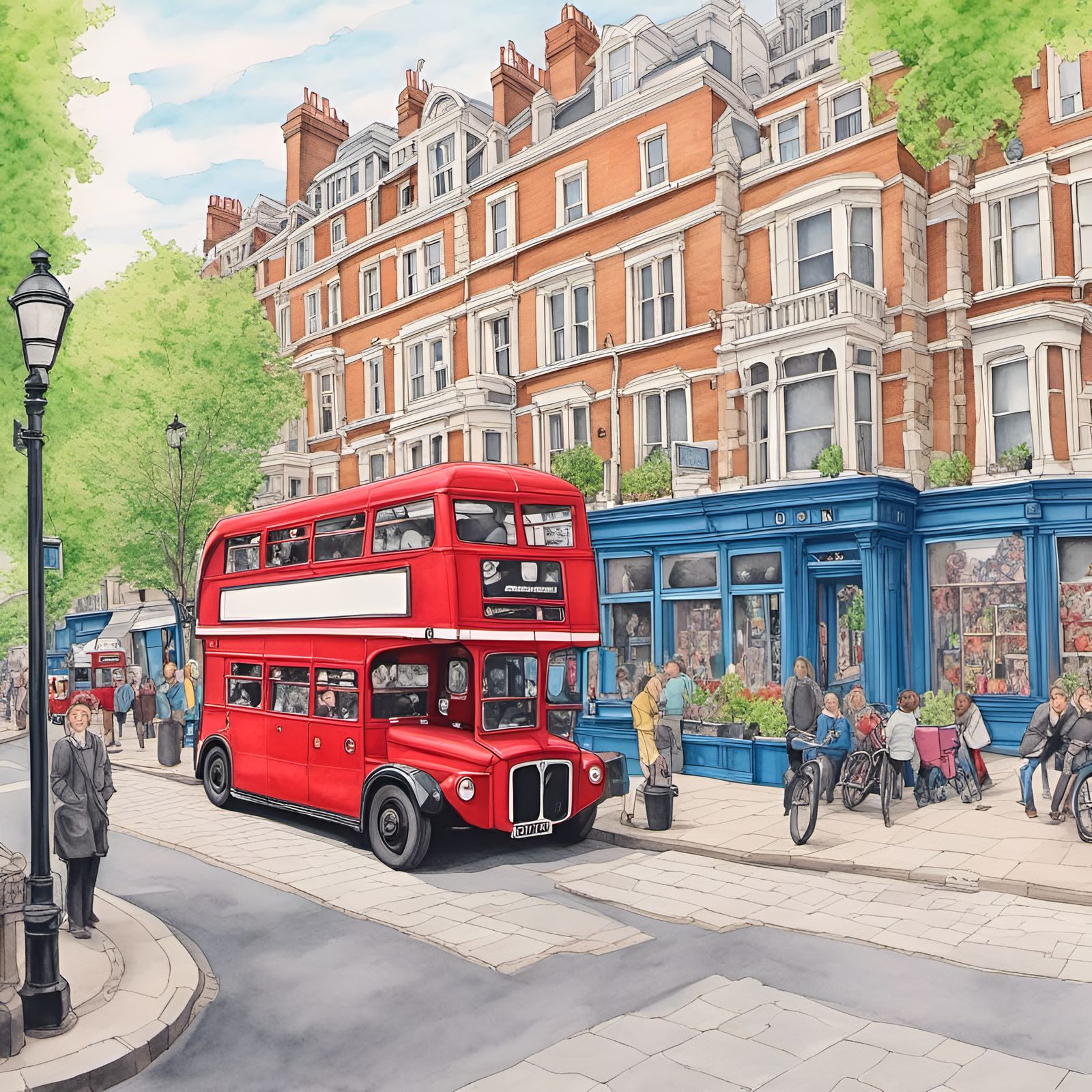 Colorful London Sketch in Colored Pencil Style