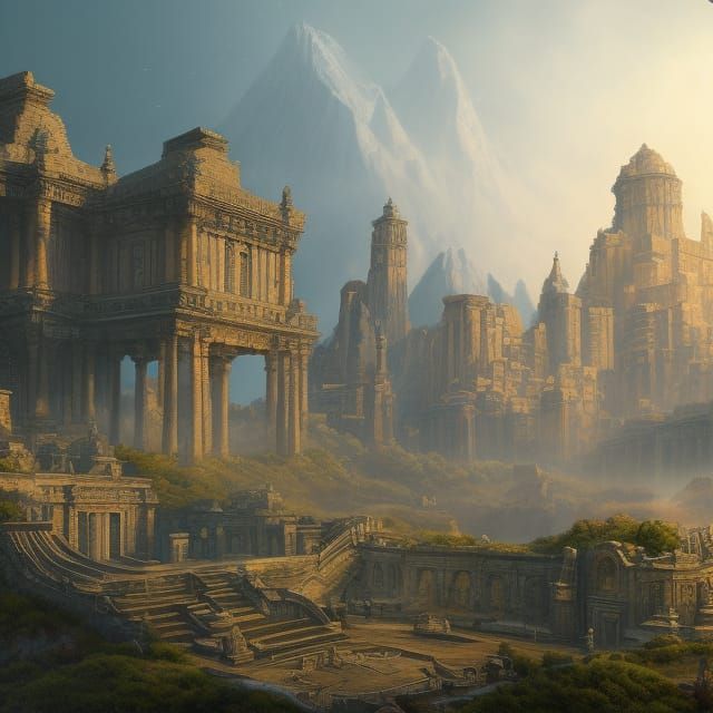 Detailed Matte Painting of Ancient City in its Prime
