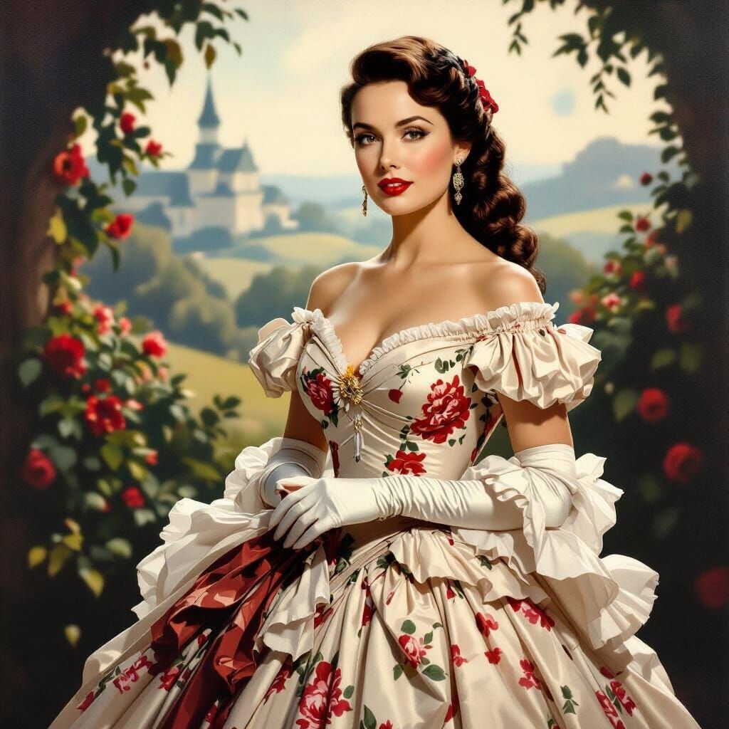 Scarlett O'Hara in Opulent Gowns, Painterly Realism