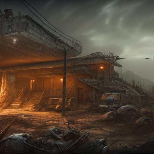 Post-Apocalyptic Survivor Bunker in Detailed Matte Painting