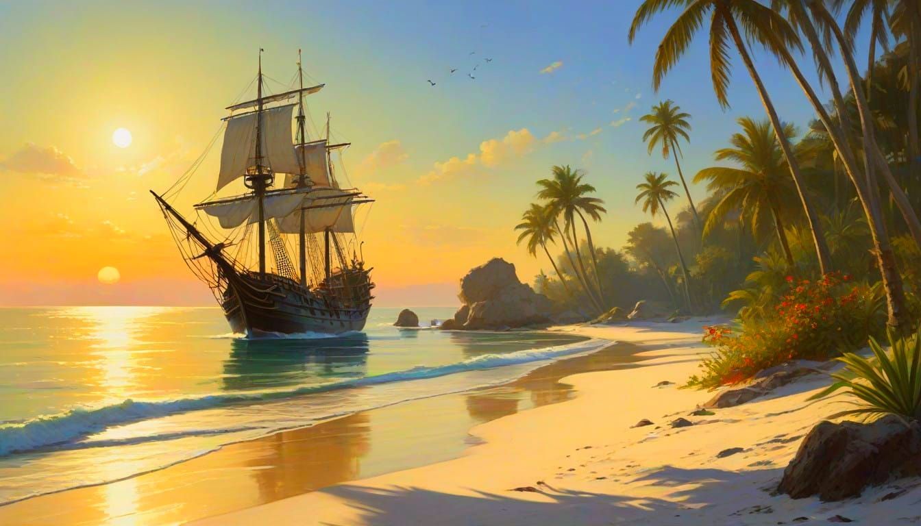 Exotic White Sand Beaches in a Tropical Lagoon at Golden Hou...