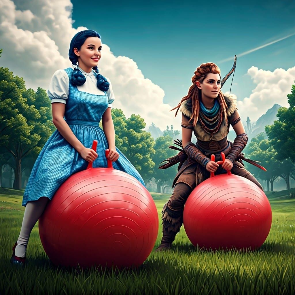 Dorothy and Aloy Compete in Hippity Hop Race