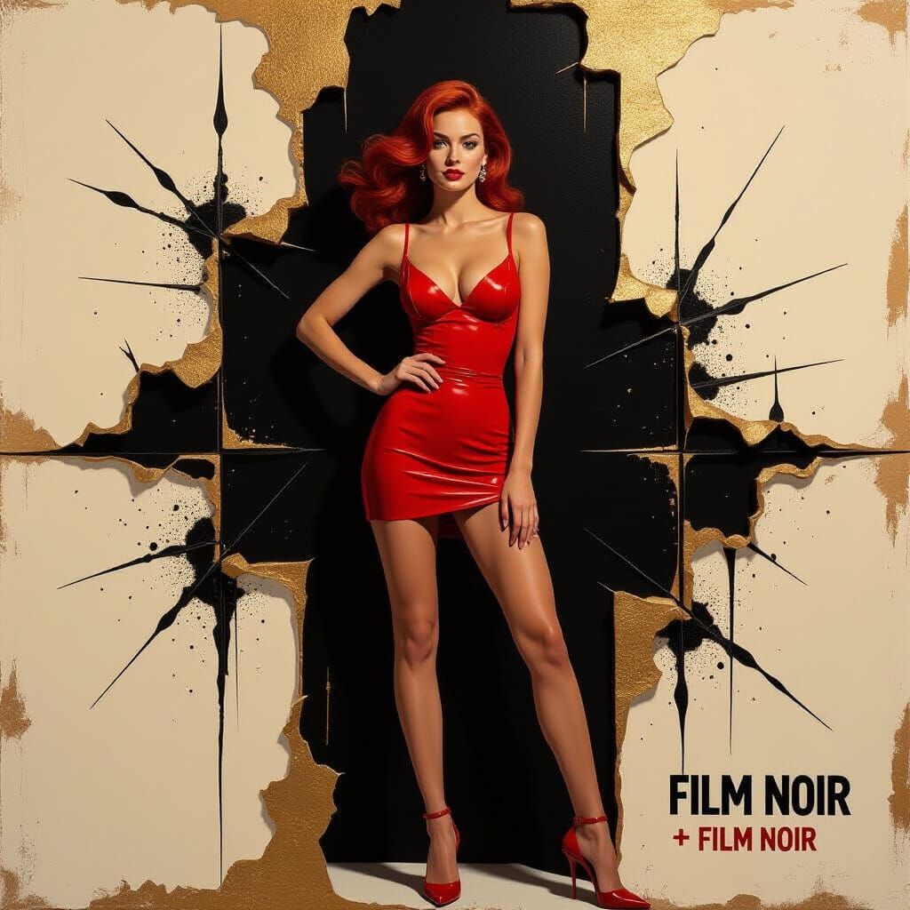 Confident Woman in Noir Style Pool Hall