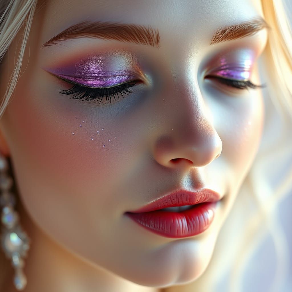 Hyper-Realistic Portrait of Enchanting Woman in Soft Light