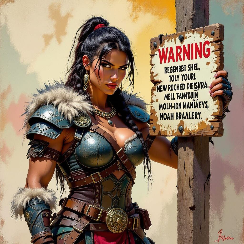 Muscular Barbarian Woman in Hyperrealistic Digital Art Style