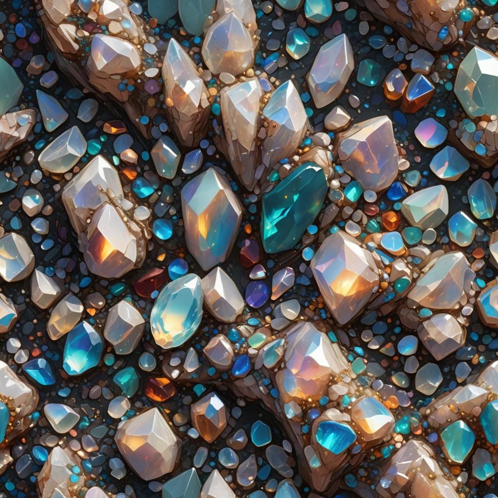 Quartz Crystal and Opal Seam: Digital Art