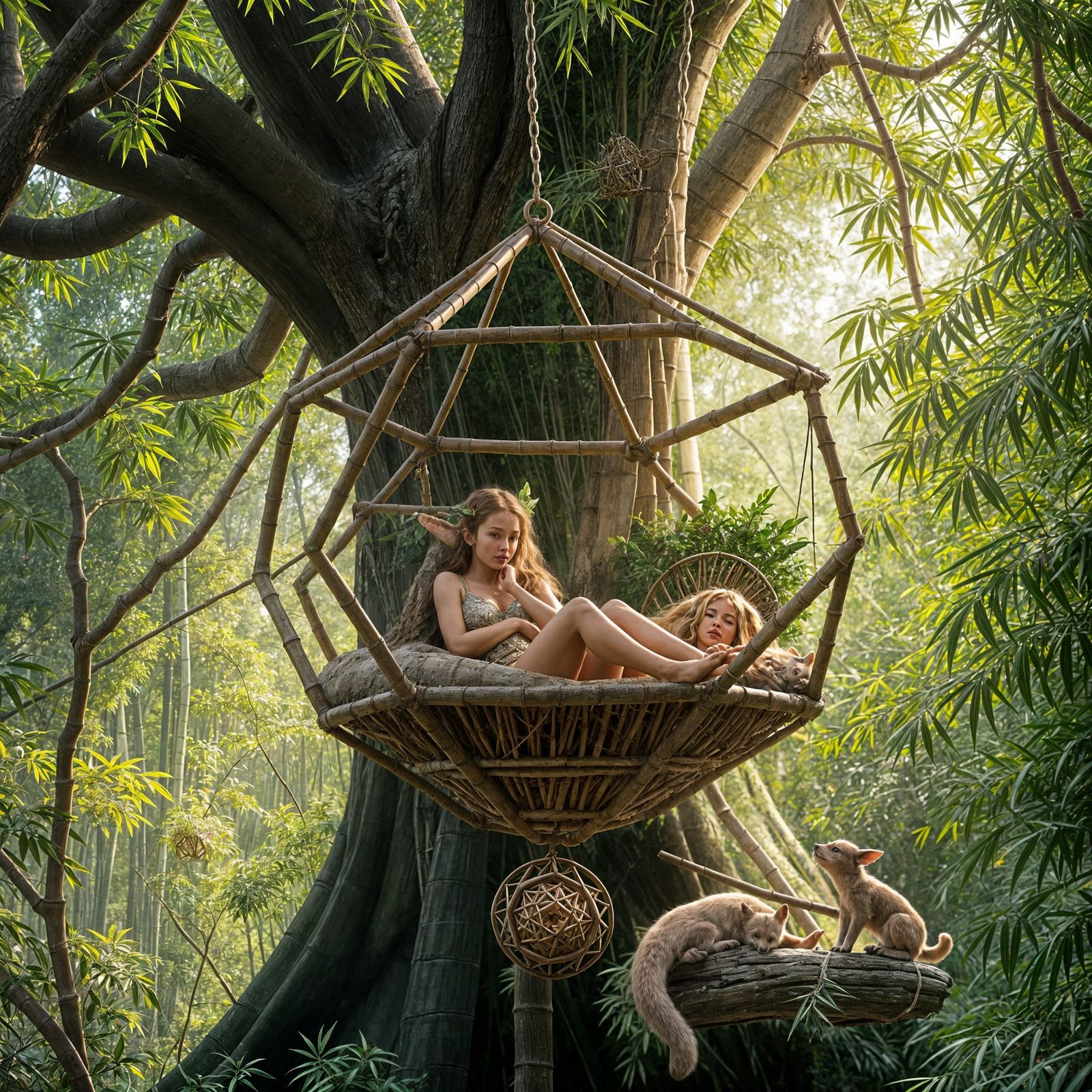 Bamboo Retreat for Elves in a Forest