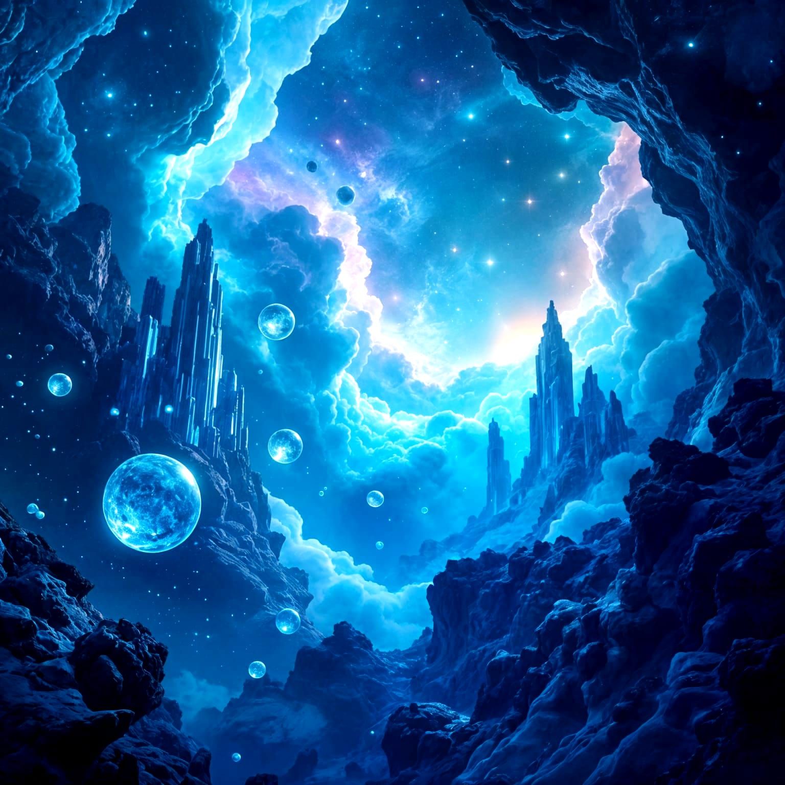 Bioluminescent Nebula in Deep Space