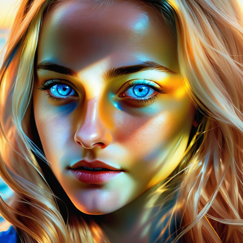 Photorealistic Woman Portrait in Golden Hour Light