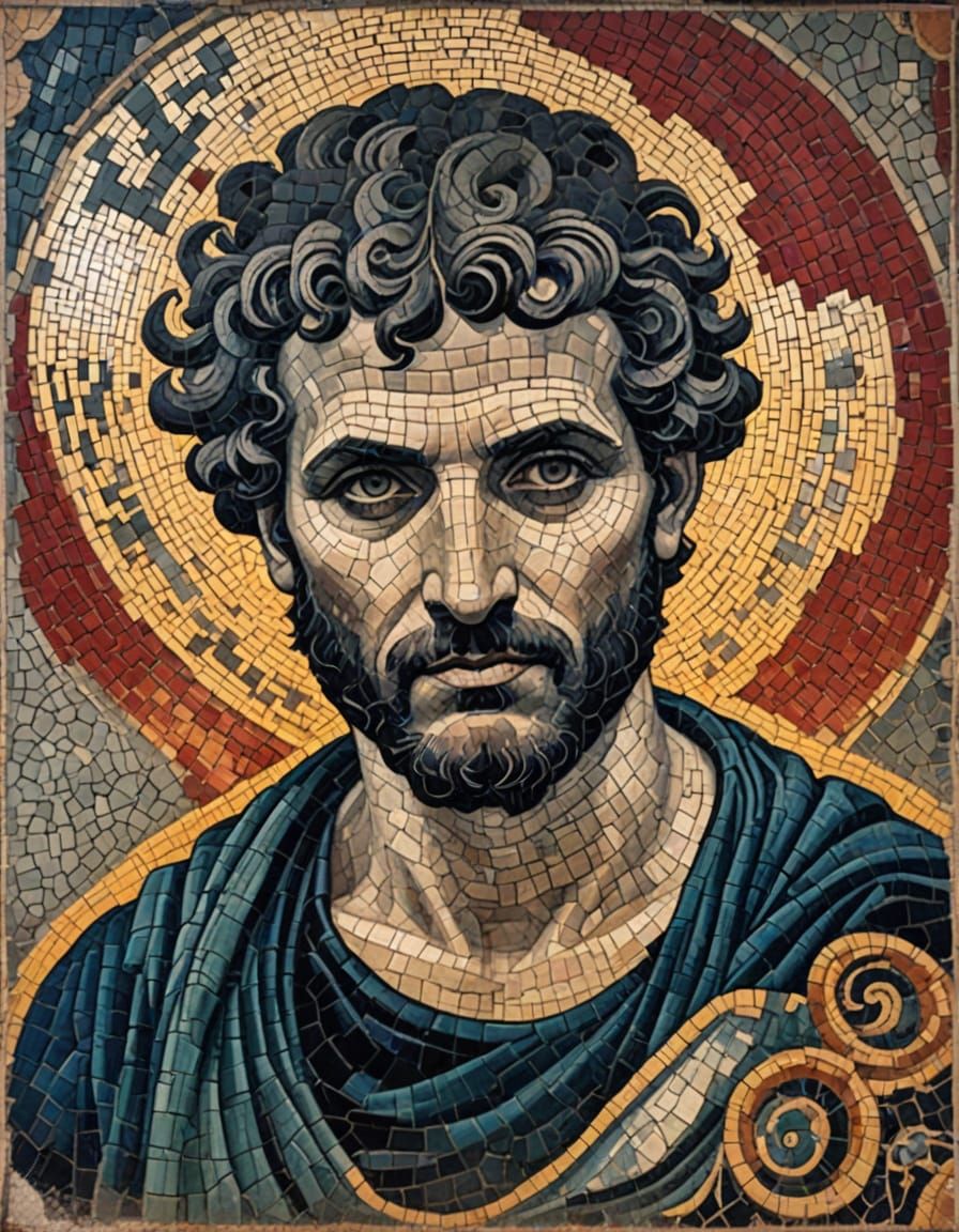 Velvet Smoke Over Ruined Pompeii Mosaic