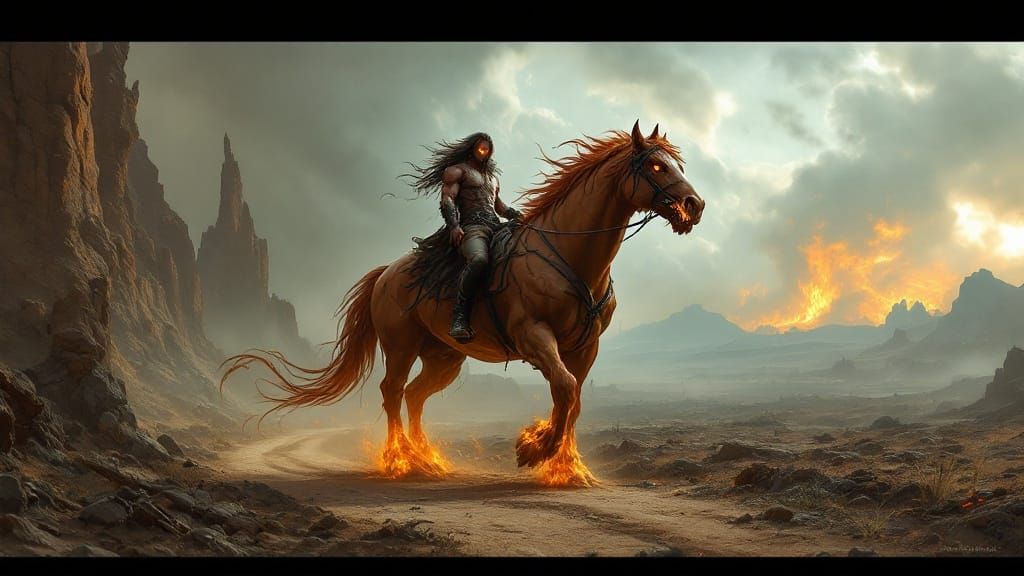 Regal Steed and Rider Survey the Wasteland in a Cyberpunk Ae...