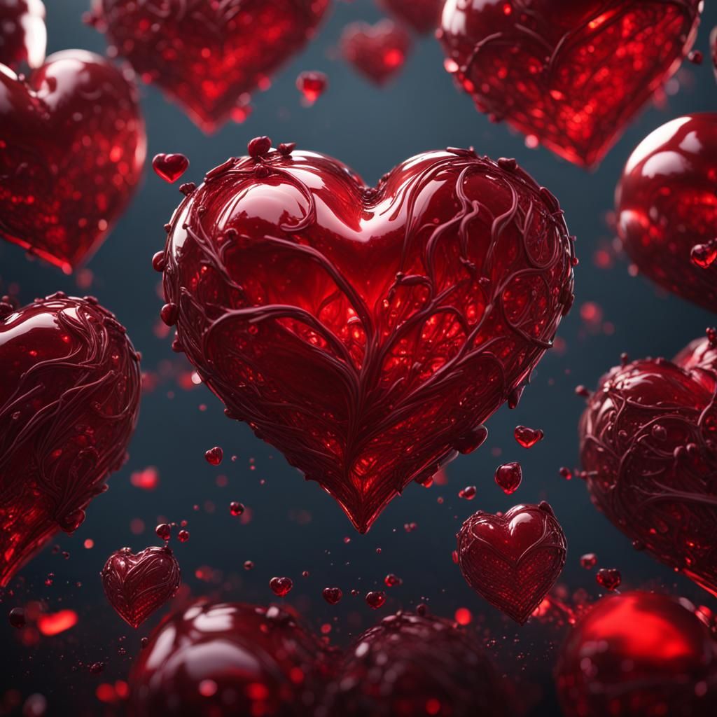 Red Glass Heart in Detailed Matte Style