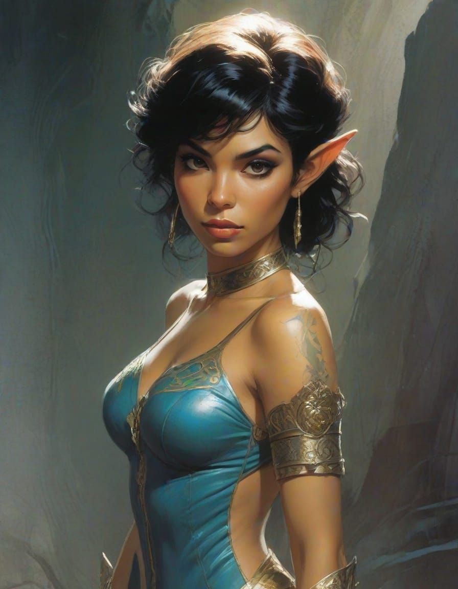 Fantasy Latina Elf Girl in Comic Book Style