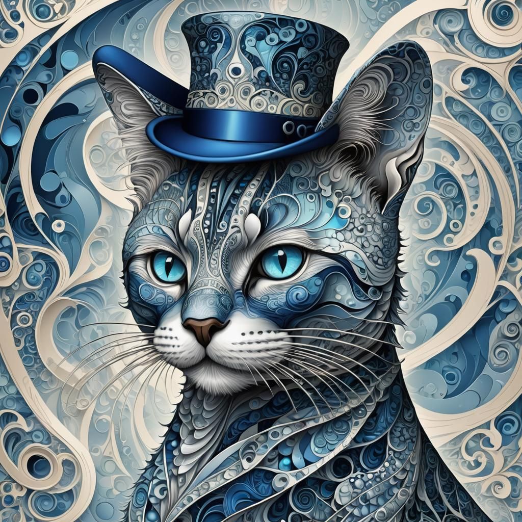 Whale-Cat Hybrid in Fractal Art Style