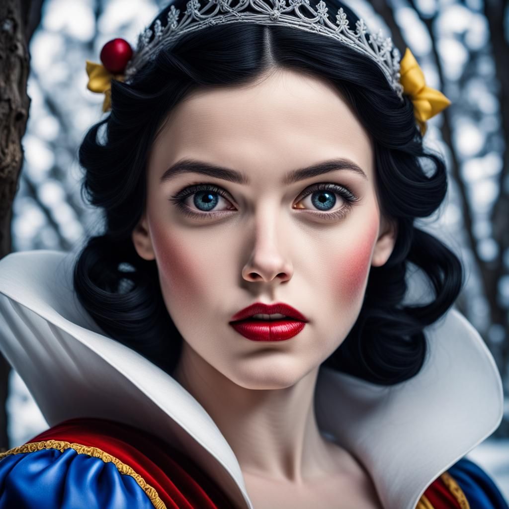 Hyperrealistic Snow White Portrait in High Definition