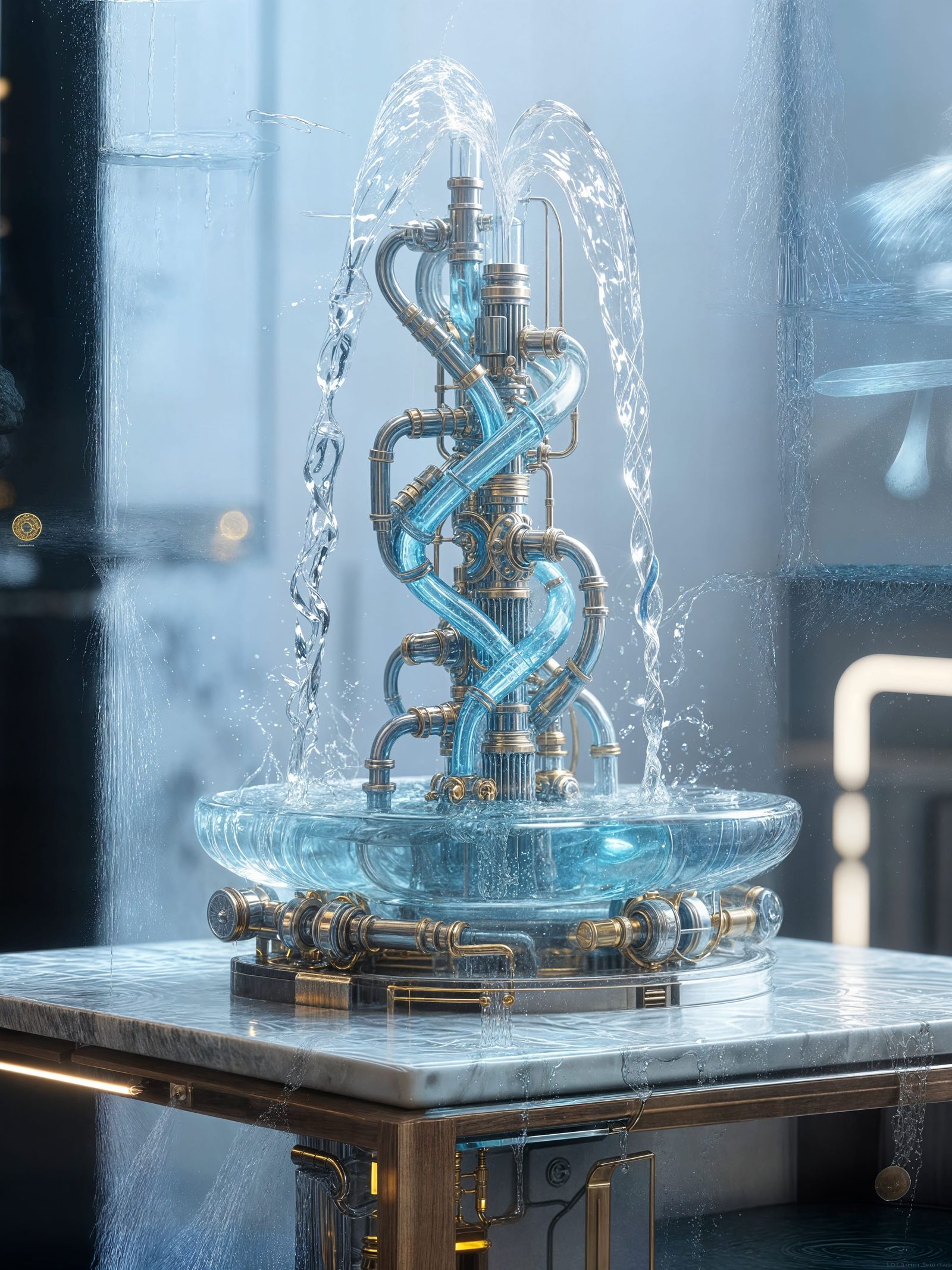 Quantum Water Cycle Fountain: A Hyperdetailed Tabletop Desig...