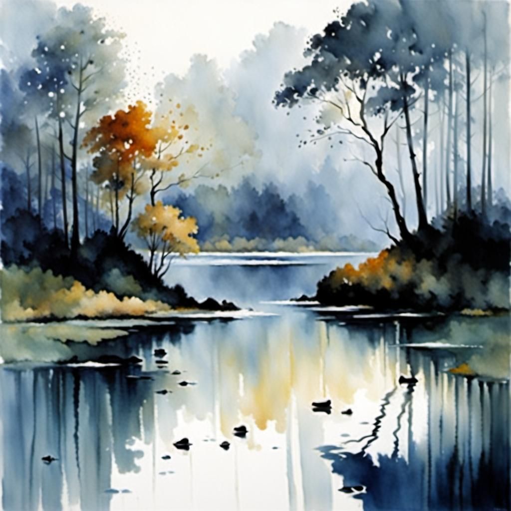 Water Reflections in Watercolor Style
