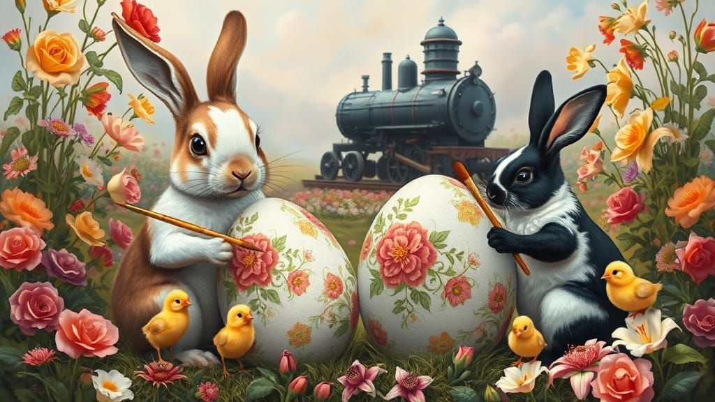 Easter Eggs Painted in Whimsical Fairy Tale Style